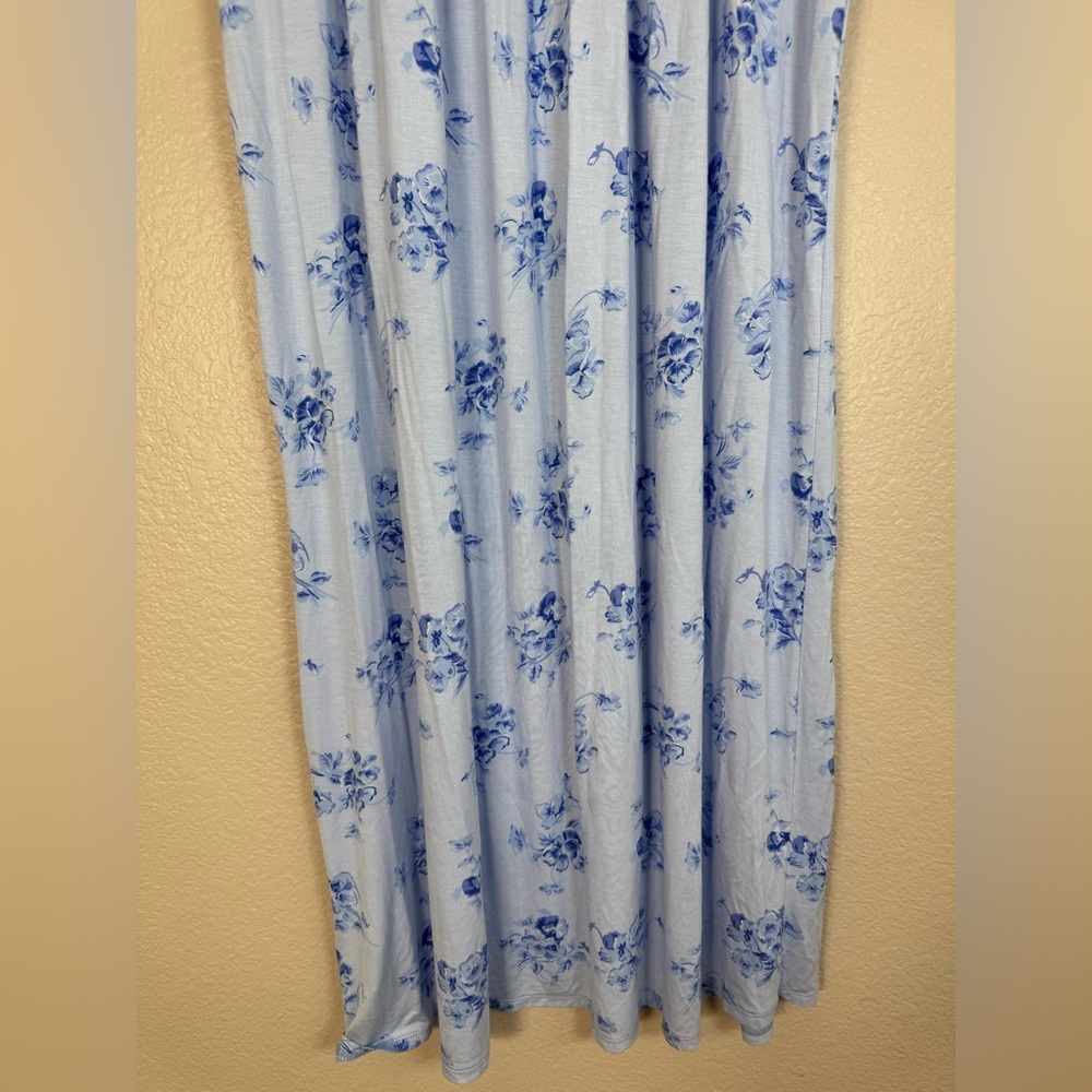 Eileen West Pretty Pansies Modal Knit Waltz Nightgown Heirloom Rose Blue Medium - Picture 10 of 12